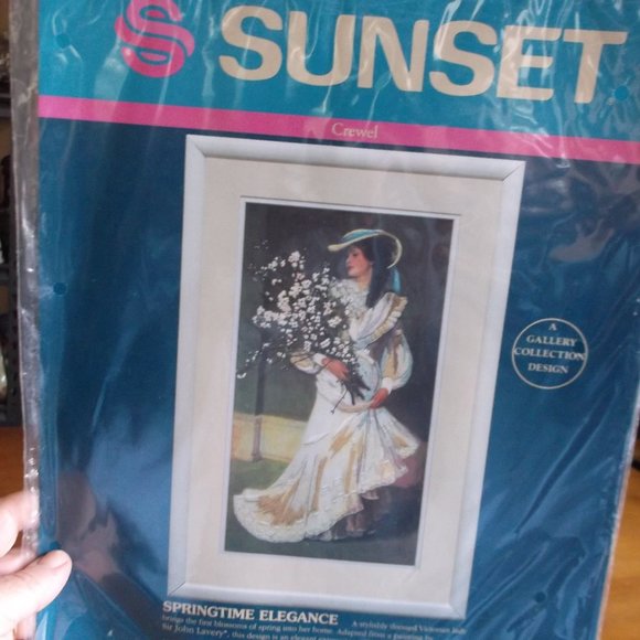 1991 sunset gallery crewel kit . - Picture 1 of 2